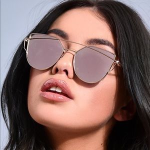 LOT OF 2 rose tinted pink lens sunglasses